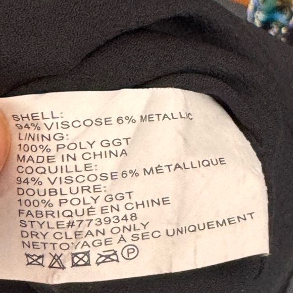 Shoshanna Black and Blue Long Sleeve V-Neck Gown - Picture 5 of 5